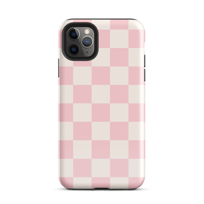 Light Pink & Beige Checkered iPhone Case