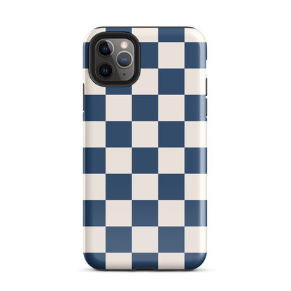 Navy & Beige Checkered iPhone Case