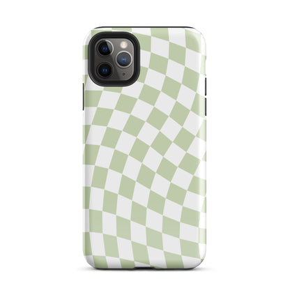 Light Green Wavy Checkered iPhone Case