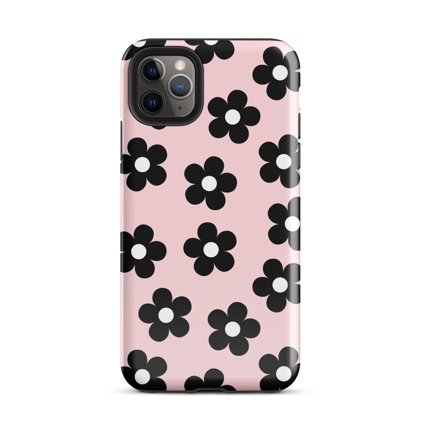 Pink & Black Retro Flowers iPhone Case