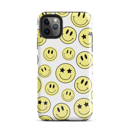 White Smiley Faces iPhone Case