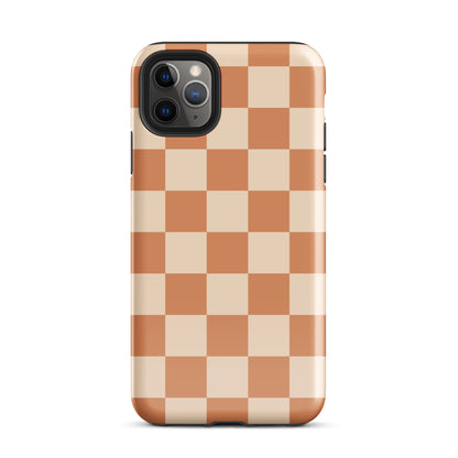 Dark Orange Checkered iPhone Case