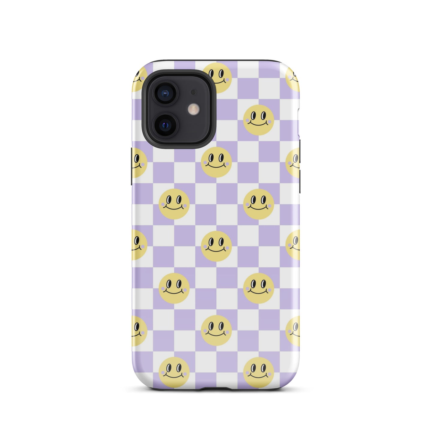 Checkered Smiley Faces iPhone Case Glossy iPhone 12