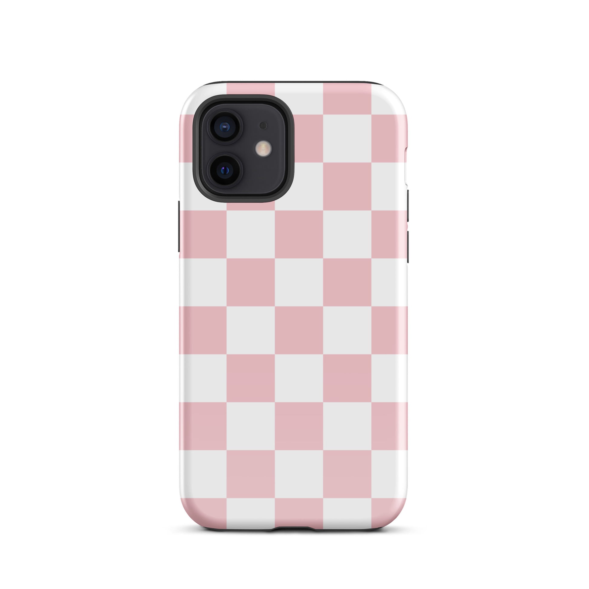 Pastel Pink Checkered iPhone Case iPhone 12 Glossy