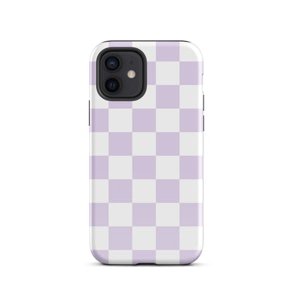 Pastel Purple Checkered iPhone Case iPhone 12 Glossy