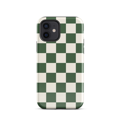 Green Checkered iPhone Case iPhone 12 Glossy