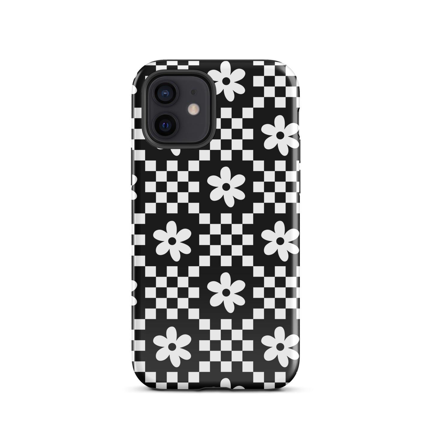 Checkerboard Daisy iPhone Case iPhone 12 Glossy