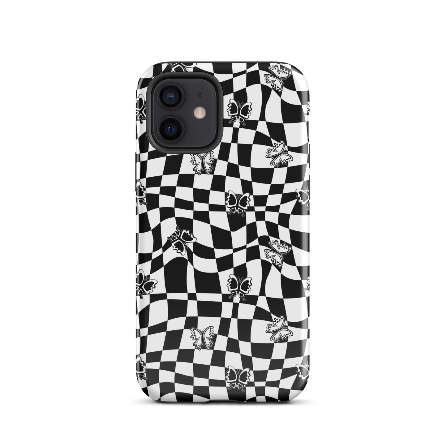 Butterfly Wavy Checkered iPhone Case iPhone 12 Glossy