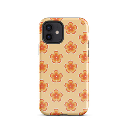 Orange Retro Flowers iPhone Case iPhone 12 Glossy