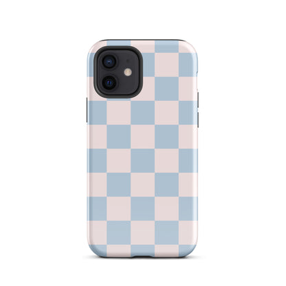 Light Pink & Blue Checkered iPhone Case