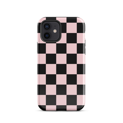 Pink & Black Checkered iPhone Case