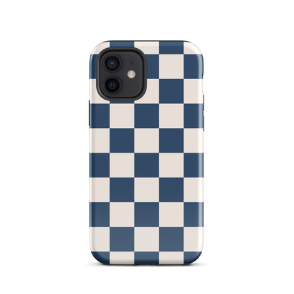 Navy & Beige Checkered iPhone Case