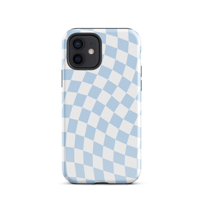 Blue Wavy Checkered iPhone Case