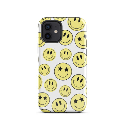 White Smiley Faces iPhone Case