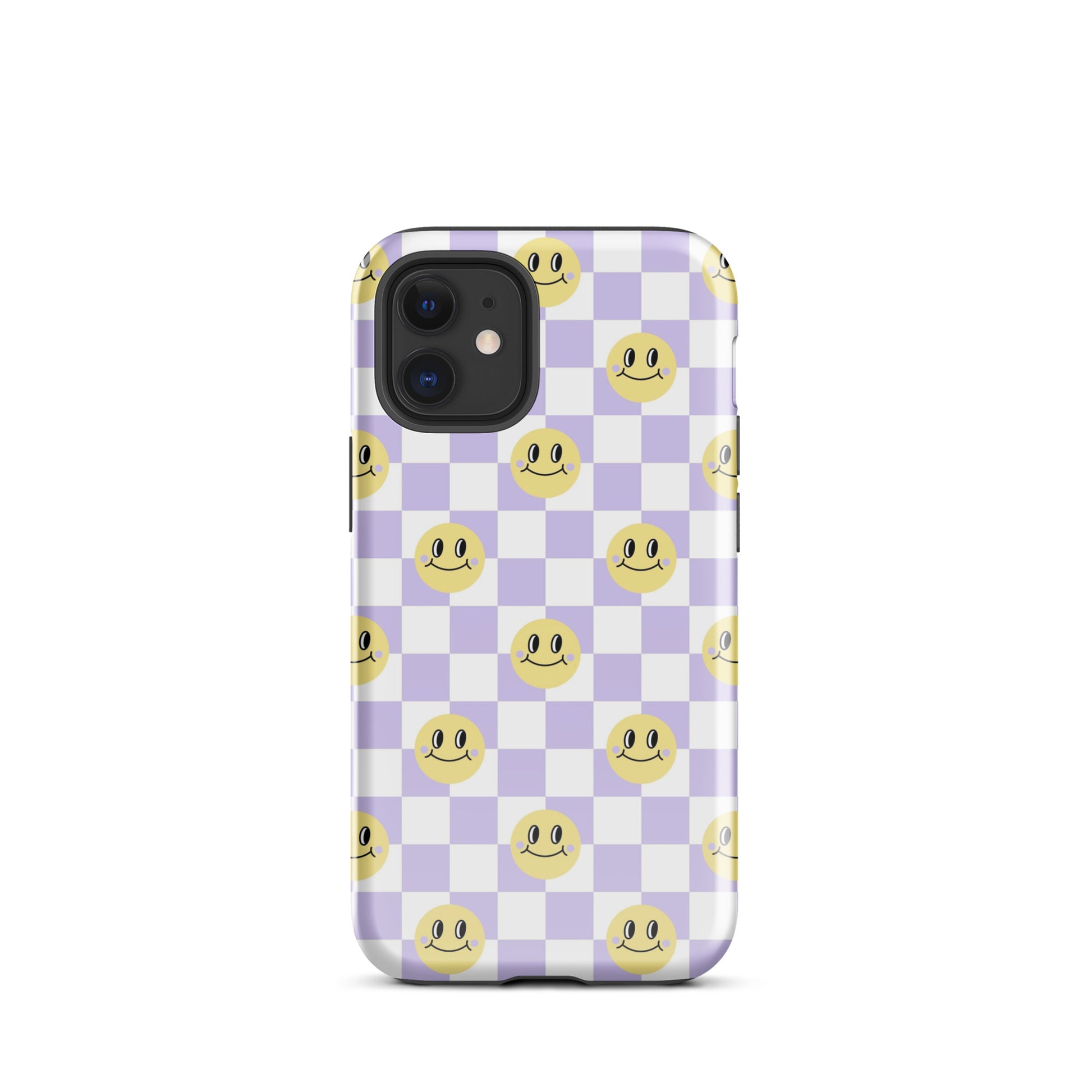 Checkered Smiley Faces iPhone Case Glossy iPhone 12 mini