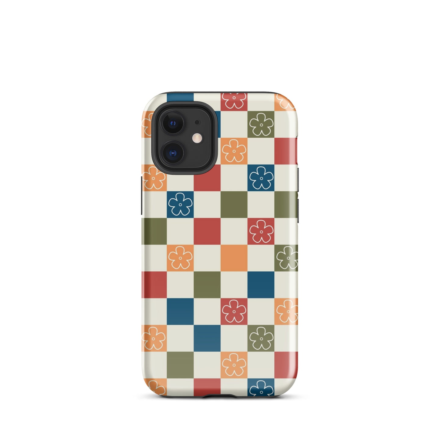 Vintage Flowers Checkered iPhone Case iPhone 12 mini Glossy