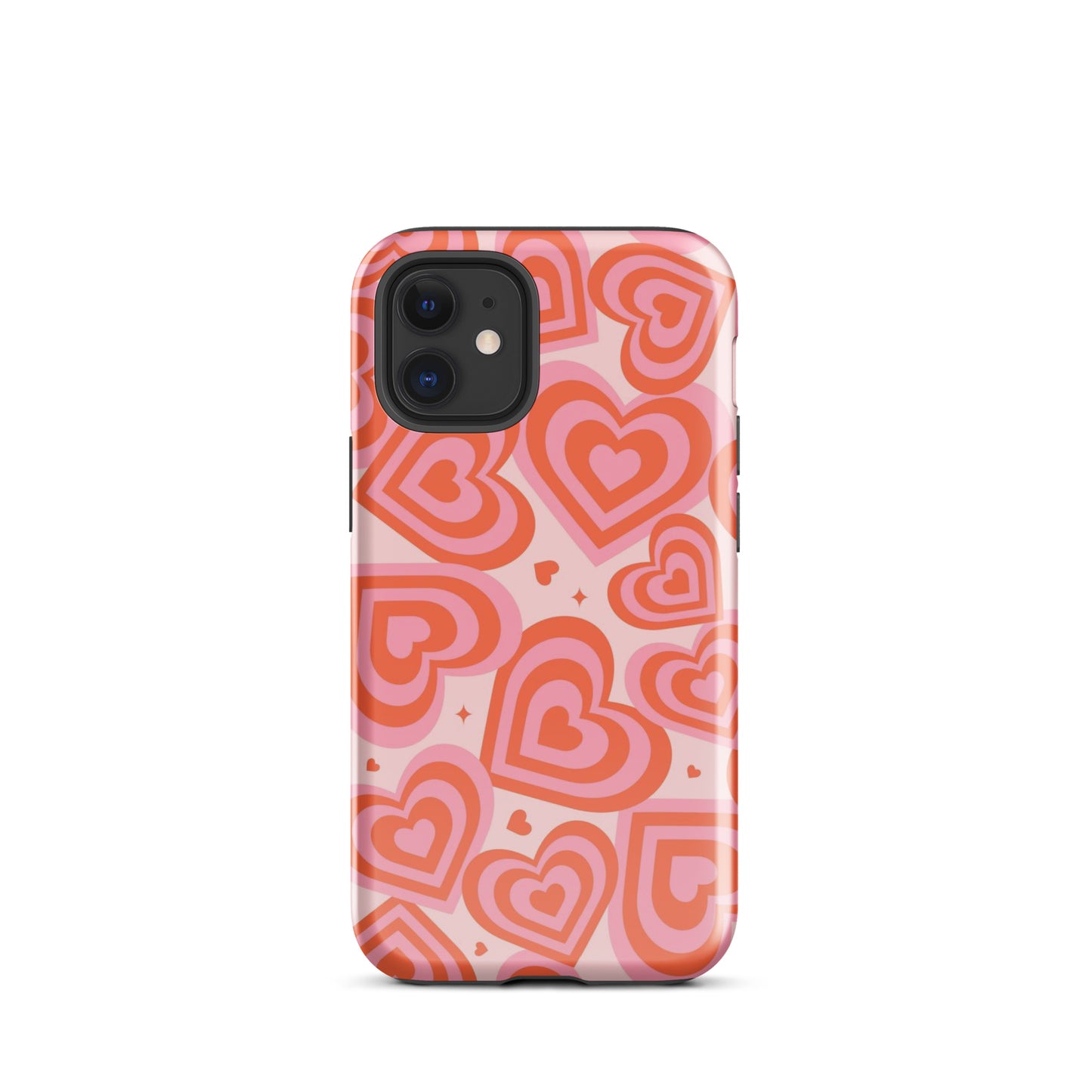 Pink & Red Hearts iPhone Case iPhone 12 mini Glossy