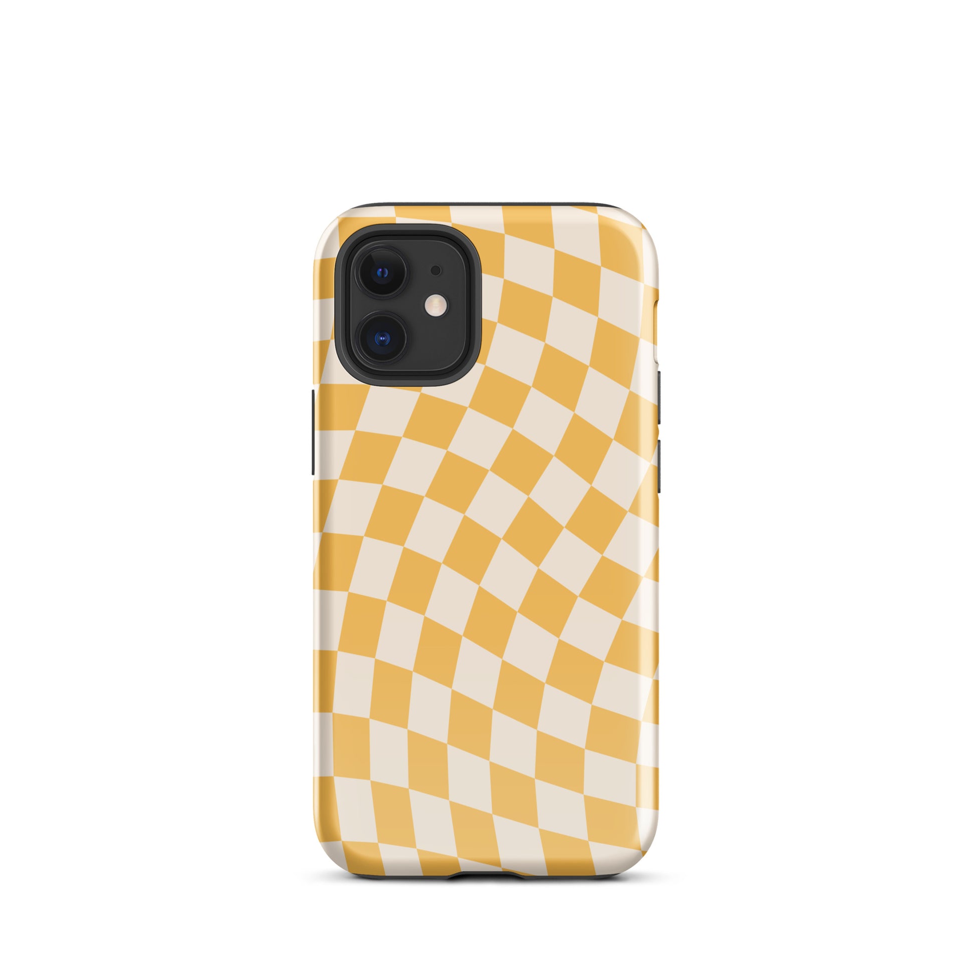 Yellow Wavy Checkered iPhone Case iPhone 12 mini Glossy