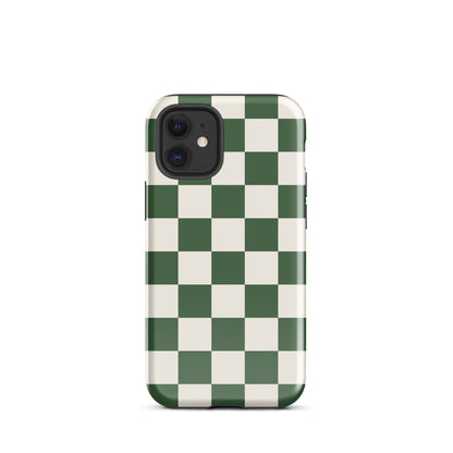 Green Checkered iPhone Case iPhone 12 mini Glossy