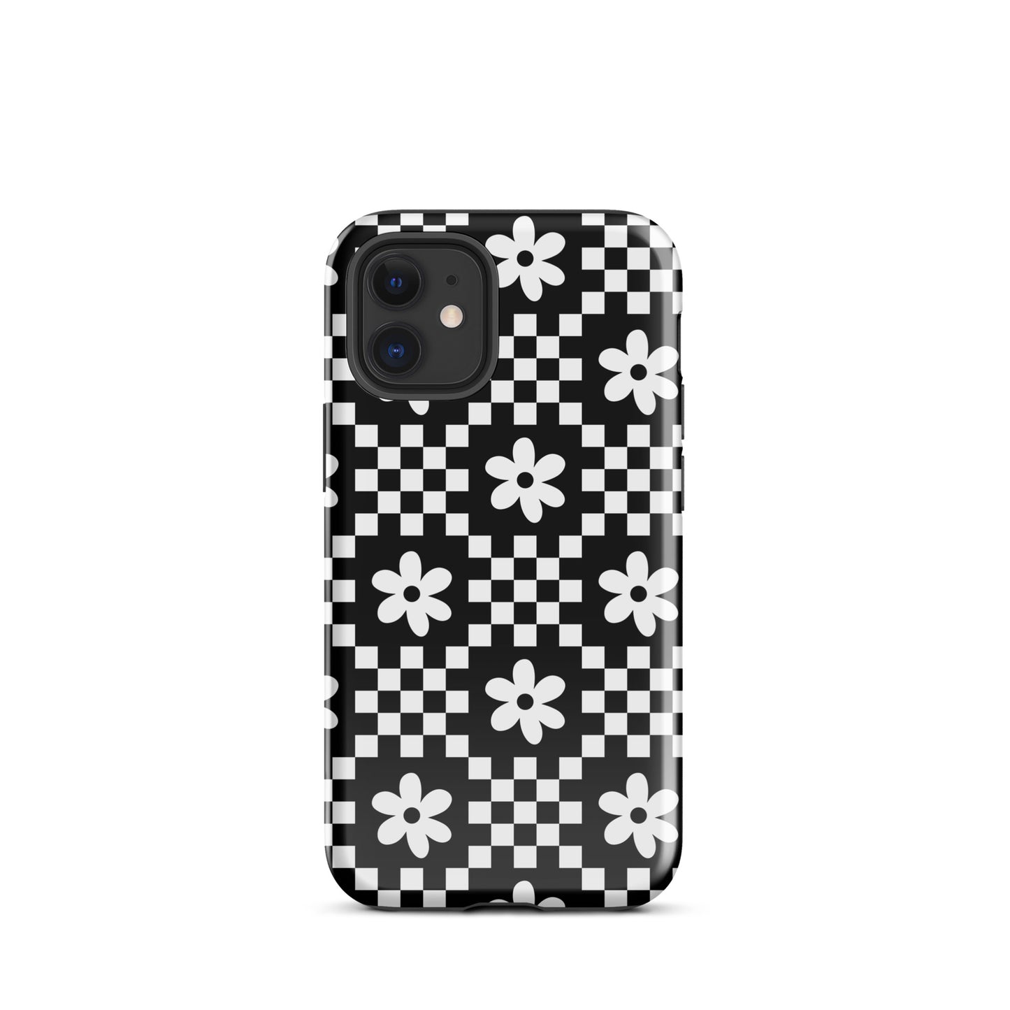 Checkerboard Daisy iPhone Case iPhone 12 mini Glossy
