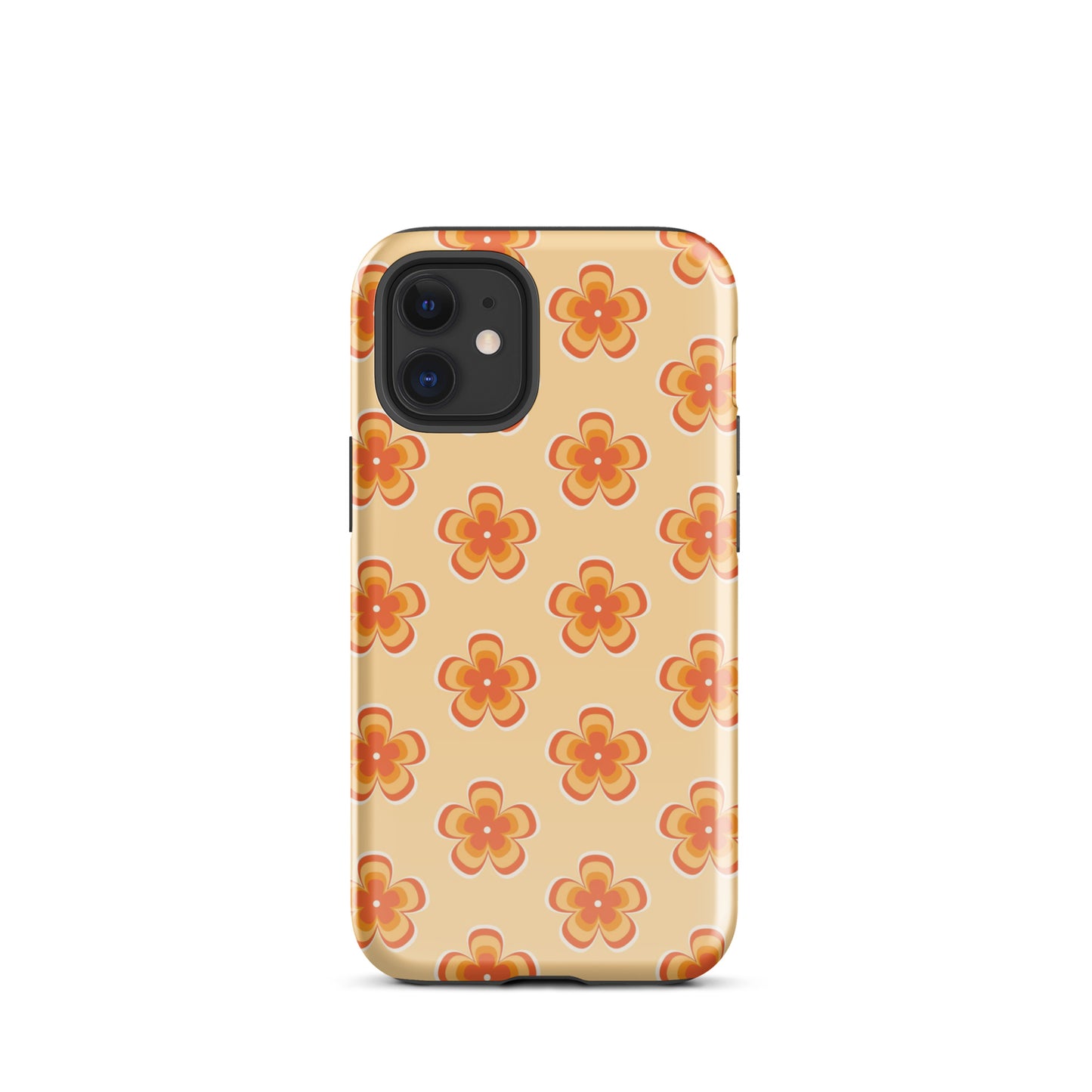 Orange Retro Flowers iPhone Case iPhone 12 mini Glossy