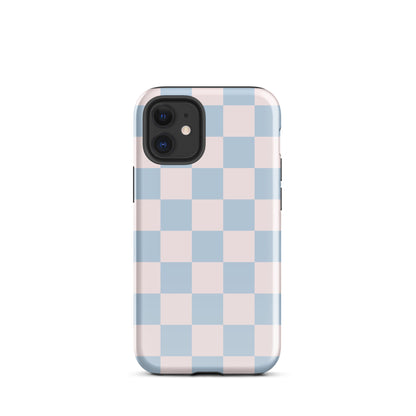 Light Pink & Blue Checkered iPhone Case