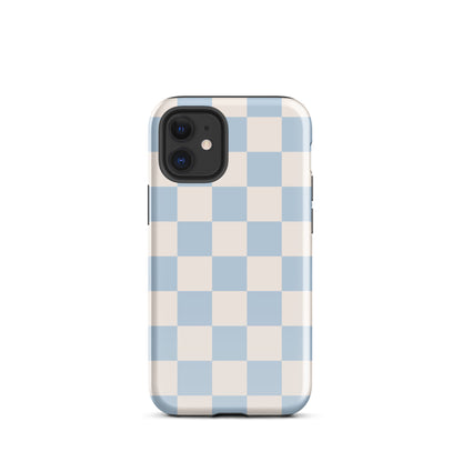 Light Blue & Beige Checkered iPhone Case