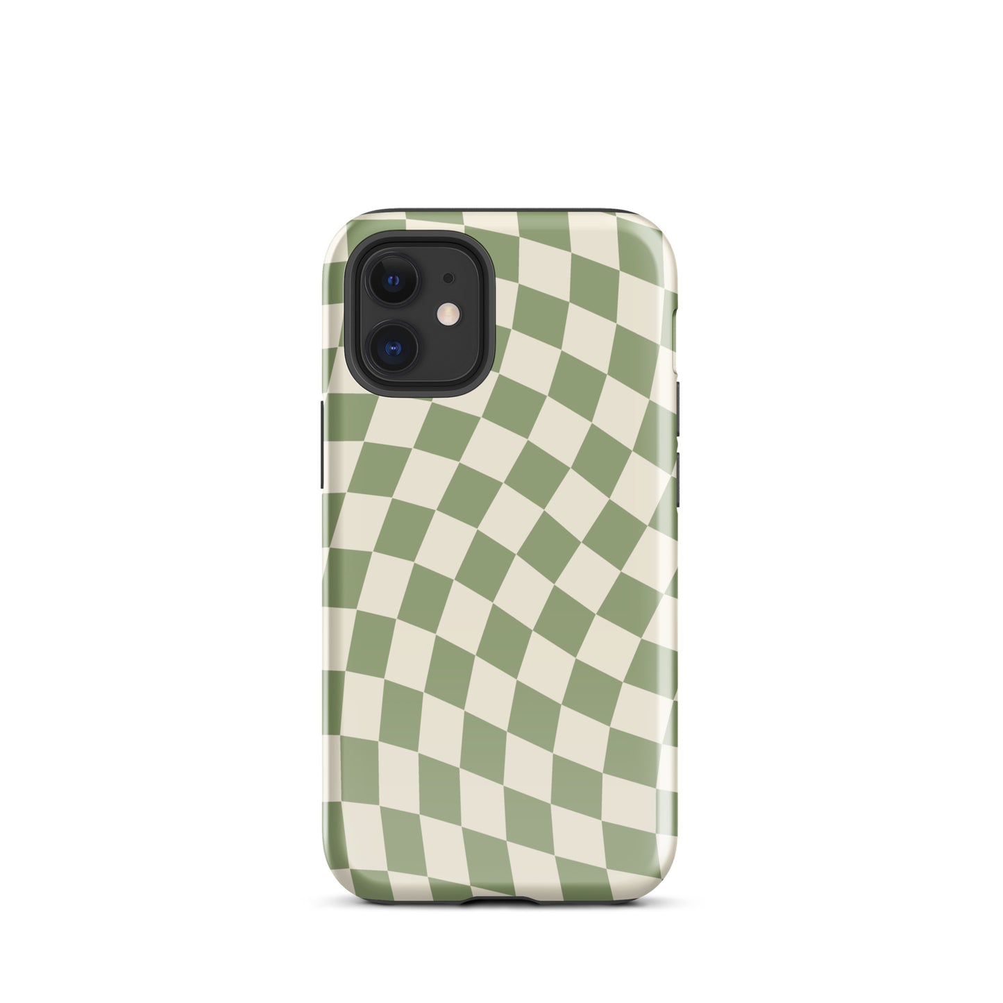 Green & Beige Wavy Checkered iPhone Case