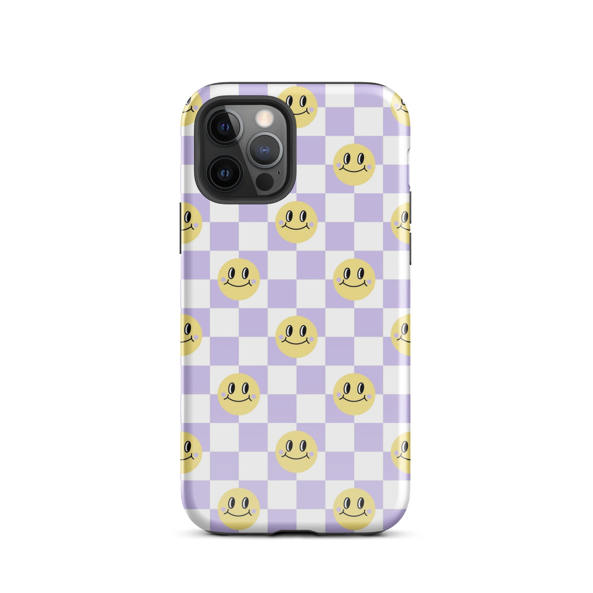 Checkered Smiley Faces iPhone Case Glossy iPhone 12 Pro