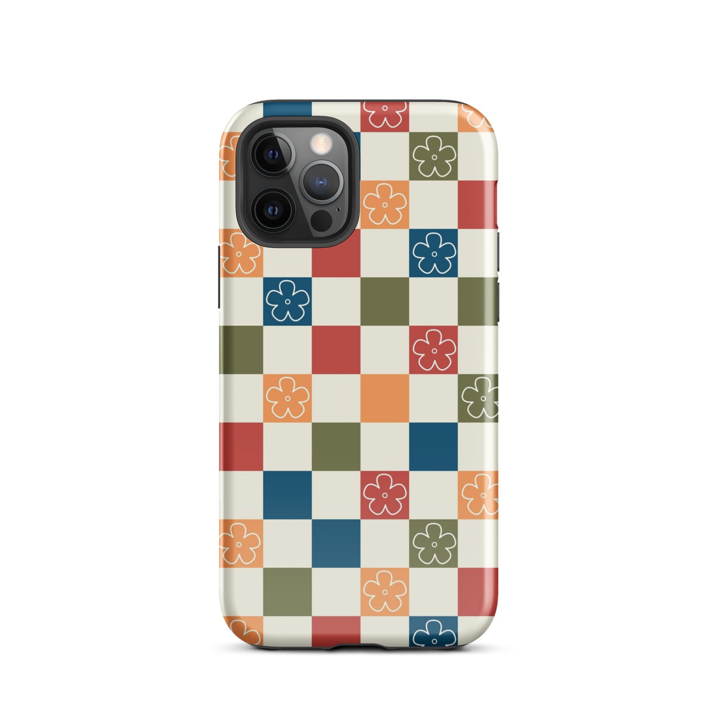 Vintage Flowers Checkered iPhone Case iPhone 12 Pro Glossy