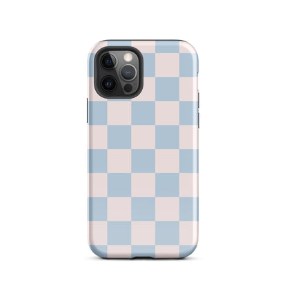 Light Pink & Blue Checkered iPhone Case