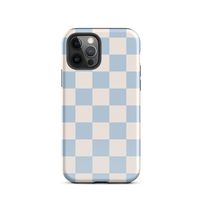 Light Blue & Beige Checkered iPhone Case