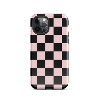 Pink & Black Checkered iPhone Case