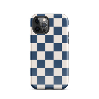 Navy & Beige Checkered iPhone Case