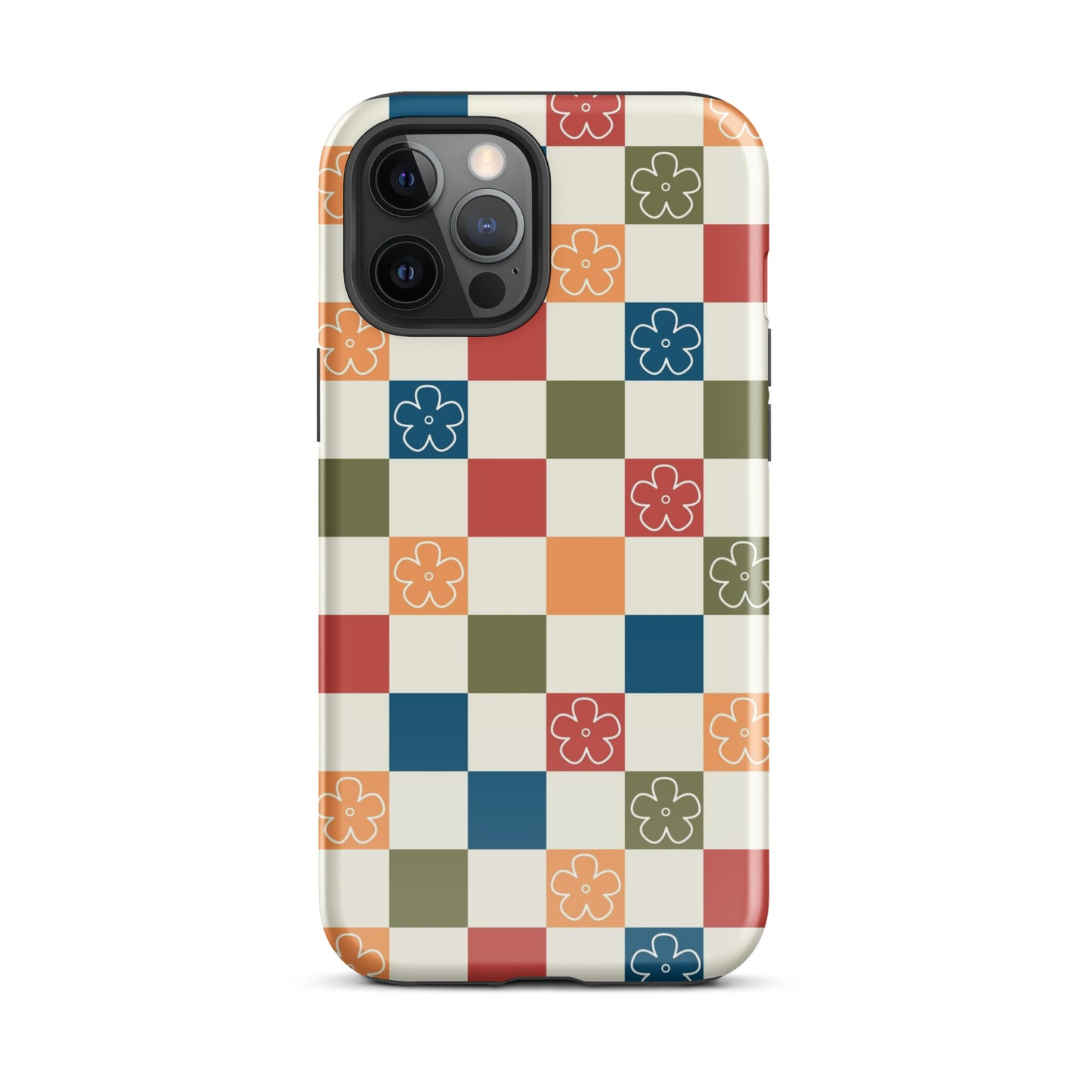 Vintage Flowers Checkered iPhone Case iPhone 12 Pro Max Glossy