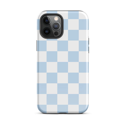 Pastel Blue Checkered iPhone Case iPhone 12 Pro Max Glossy