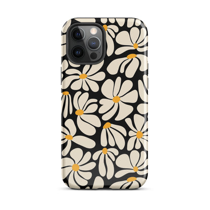 Black Retro Flowers iPhone Case iPhone 12 Pro Max Glossy