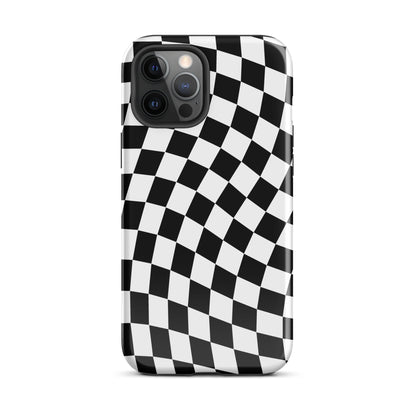 Black Wavy Checkered iPhone Case iPhone 12 Pro Max Glossy
