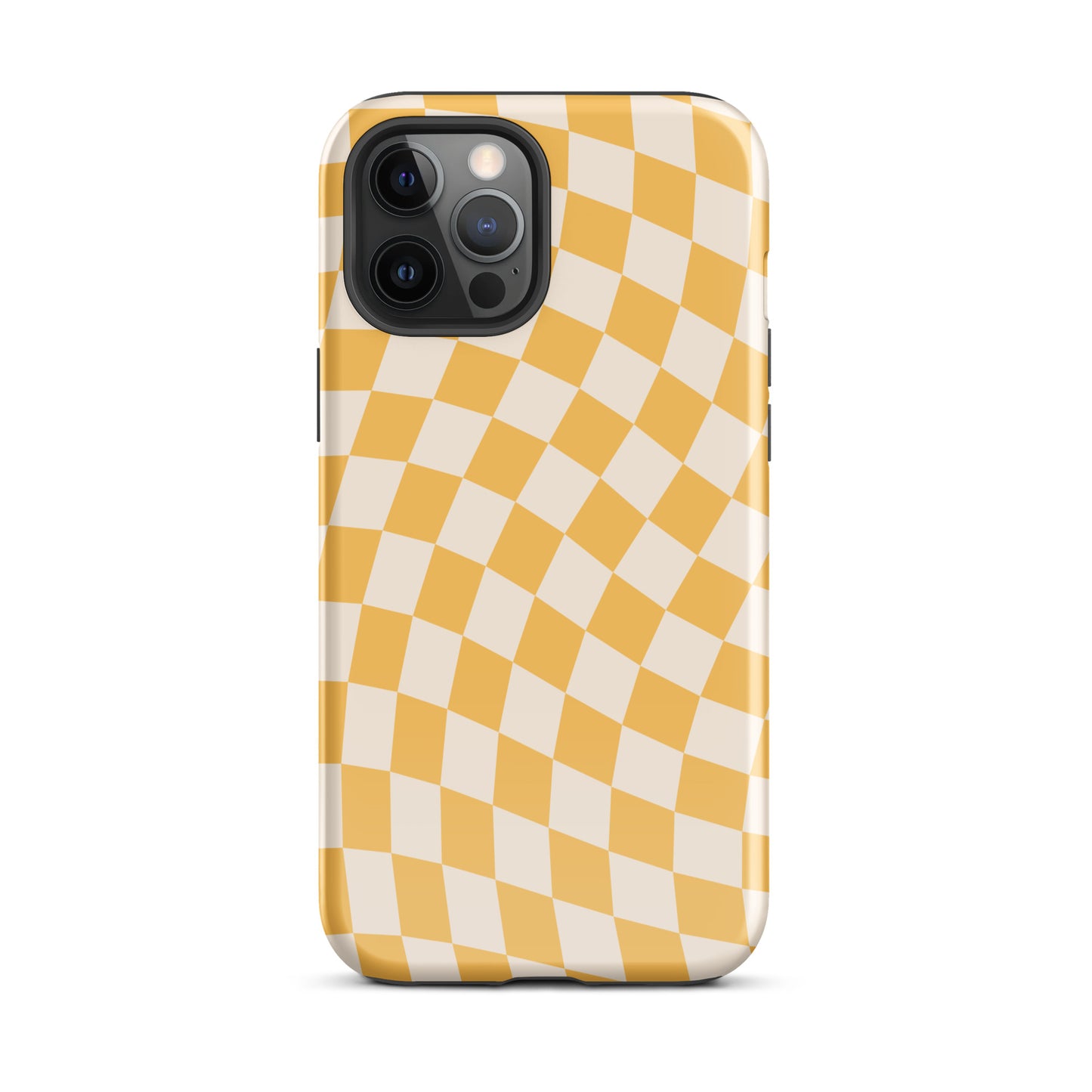 Yellow Wavy Checkered iPhone Case iPhone 12 Pro Max Glossy