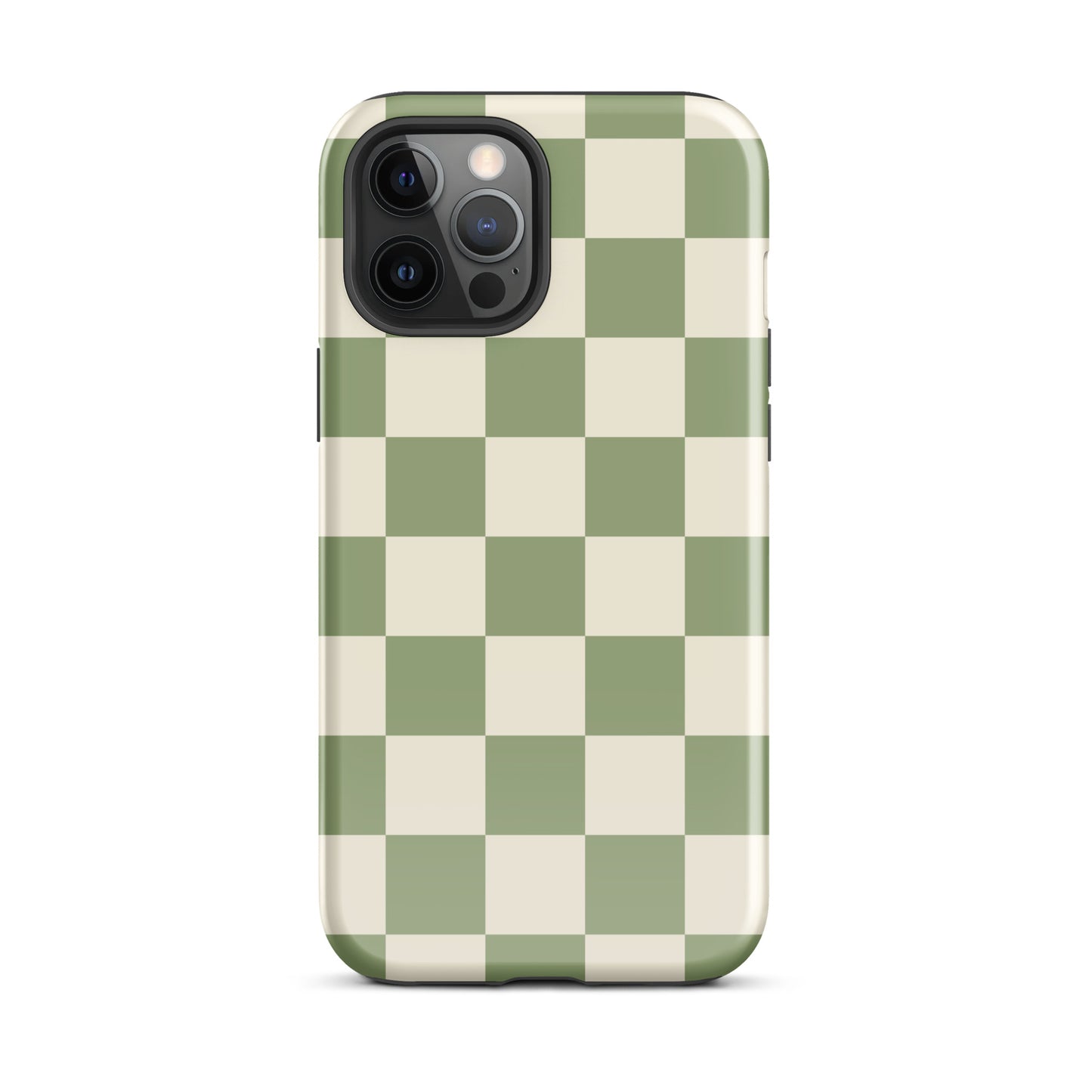 Green & Beige Checkered iPhone Case