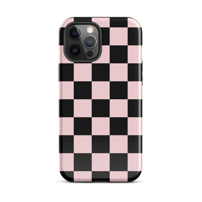 Pink & Black Checkered iPhone Case