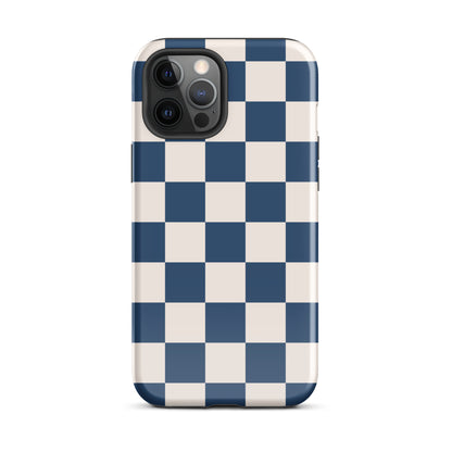 Navy & Beige Checkered iPhone Case