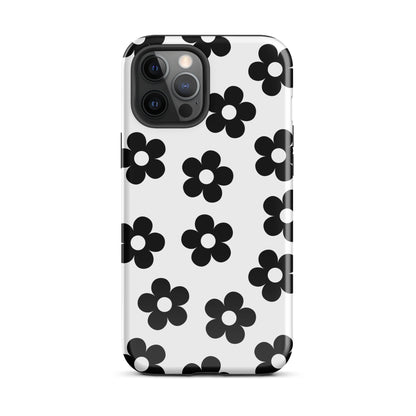 White Retro Flowers iPhone Case