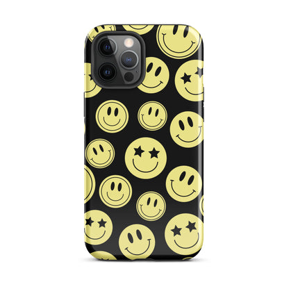 Black Smiley Faces iPhone Case