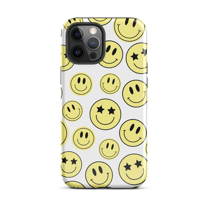 White Smiley Faces iPhone Case