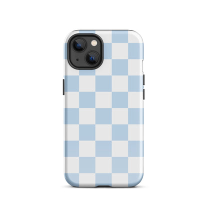 Pastel Blue Checkered iPhone Case iPhone 13 Glossy