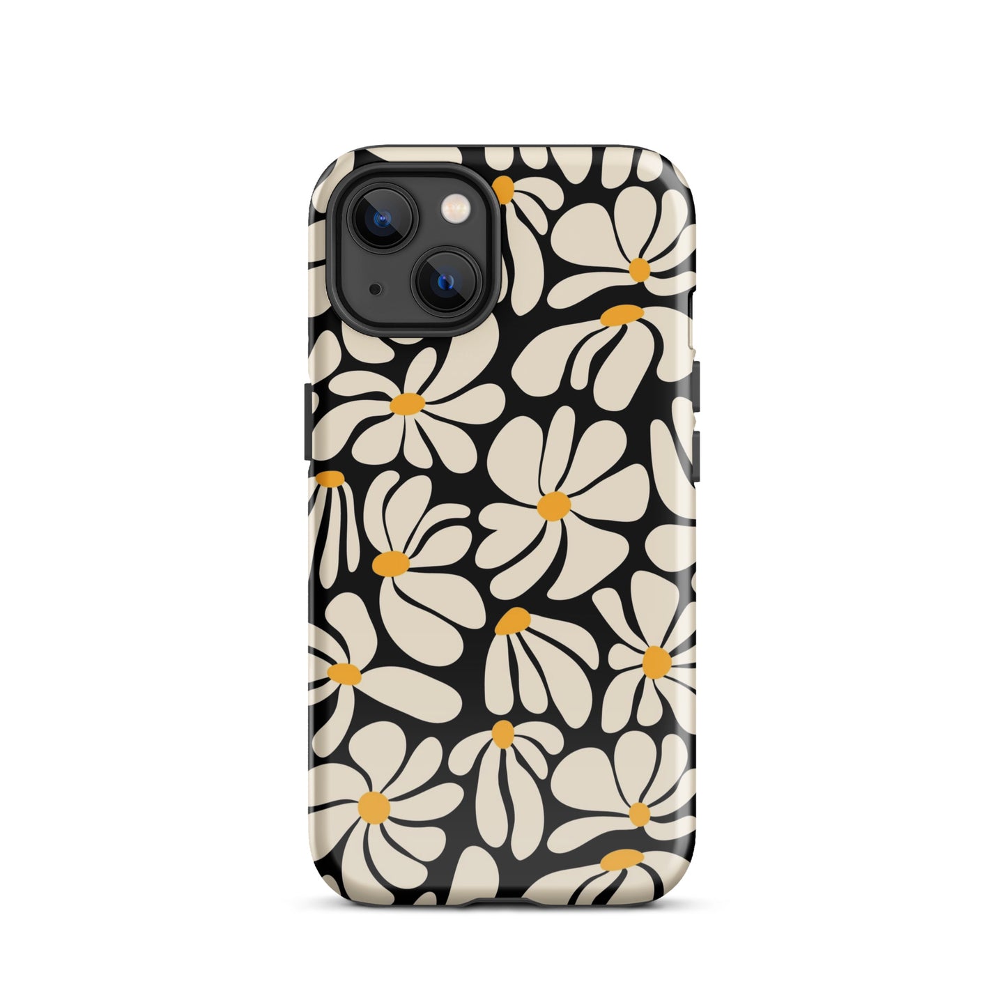 Black Retro Flowers iPhone Case iPhone 13 Glossy