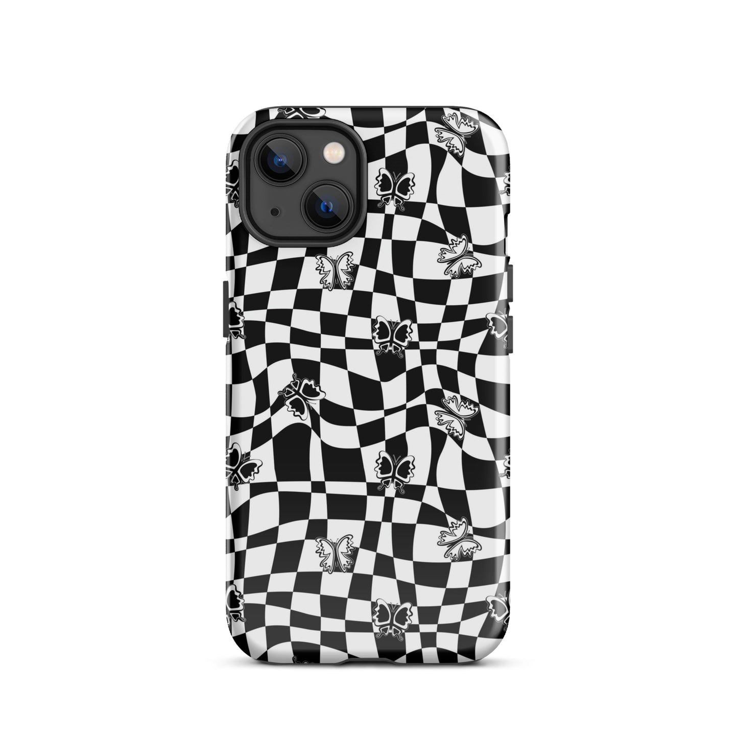 Butterfly Wavy Checkered iPhone Case iPhone 13 Glossy