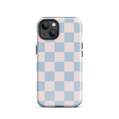 Light Pink & Blue Checkered iPhone Case