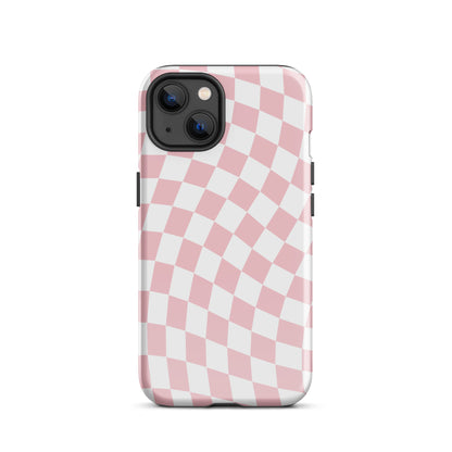 Pink Wavy Checkered iPhone Case